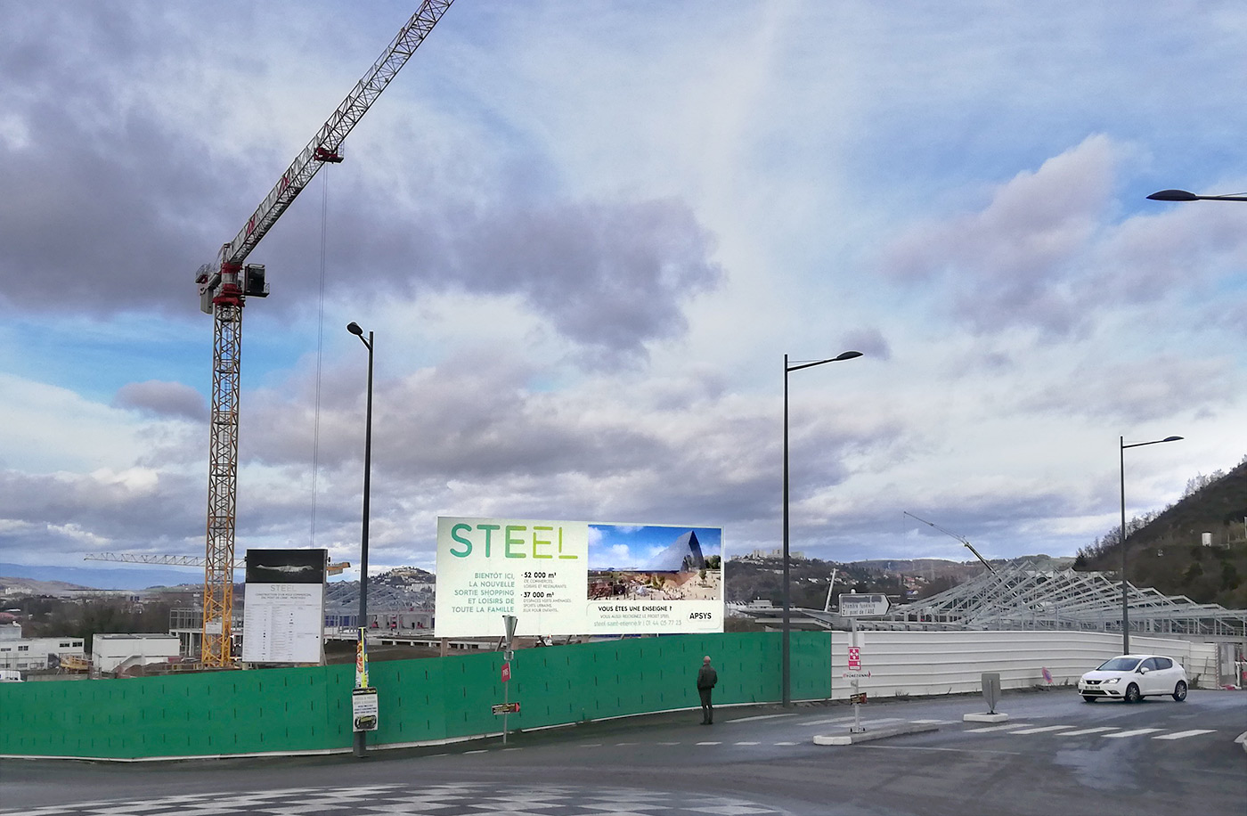 Chantier du pôle commercial STEEL à Saint-Etienne